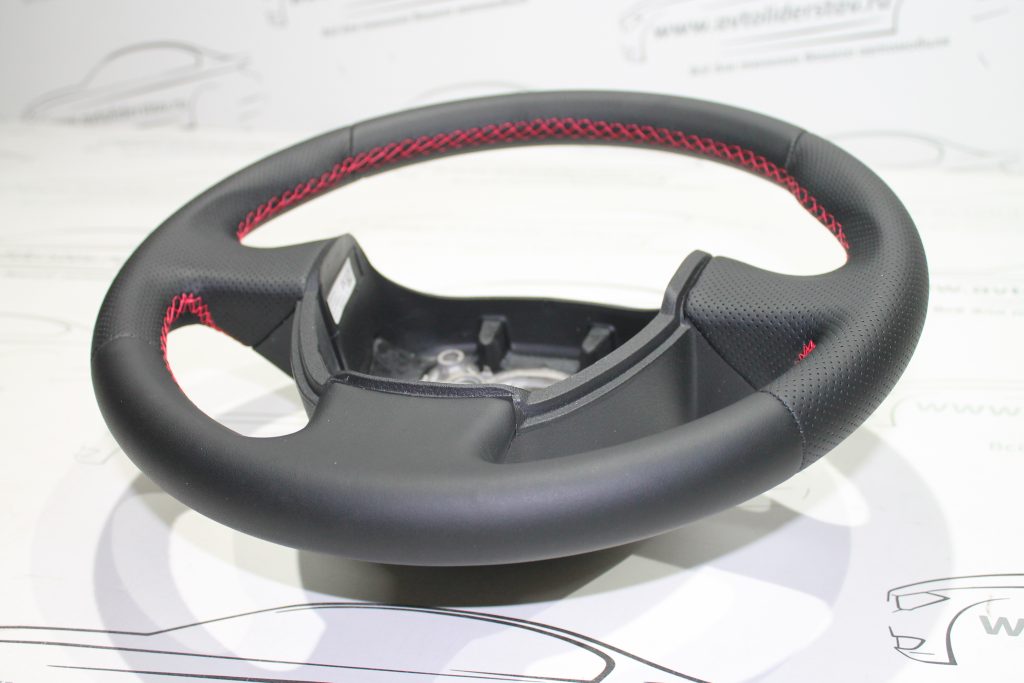 Руль Лада Гранта с обшивкой кожей (красная нить) – Магазин avtolider